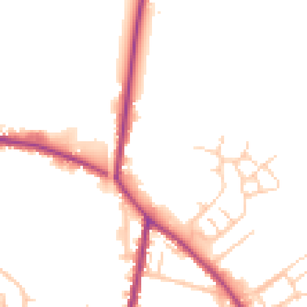 Daytime road noise heatmap for WA3 3YY