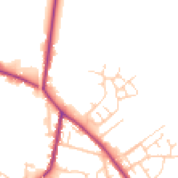 Daytime road noise heatmap for WA3 3YZ