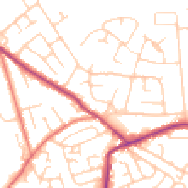 Daytime road noise heatmap for WA3 4BJ