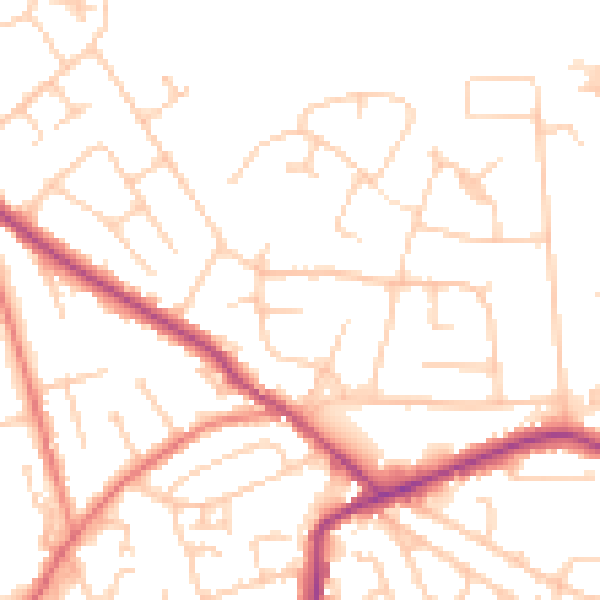 Daytime road noise heatmap for WA3 4BN