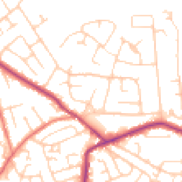 Daytime road noise heatmap for WA3 4BW