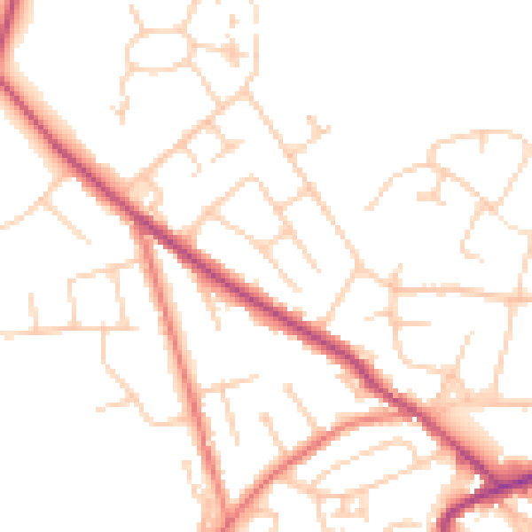 Daytime road noise heatmap for WA3 4DF