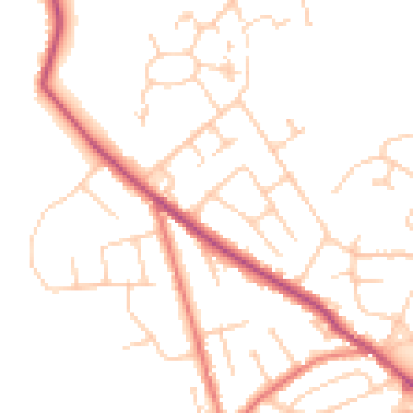 Daytime road noise heatmap for WA3 4DG
