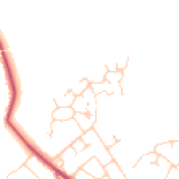 Daytime road noise heatmap for WA3 4DL