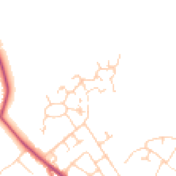Daytime road noise heatmap for WA3 4DW