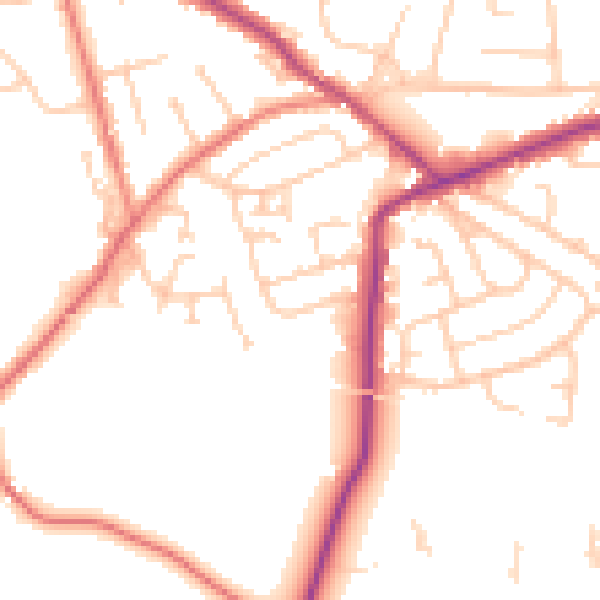 Daytime road noise heatmap for WA3 4DX