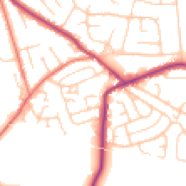 Daytime road noise heatmap for WA3 4EE