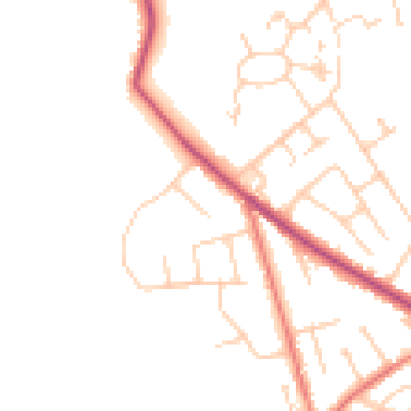 Daytime road noise heatmap for WA3 4HJ
