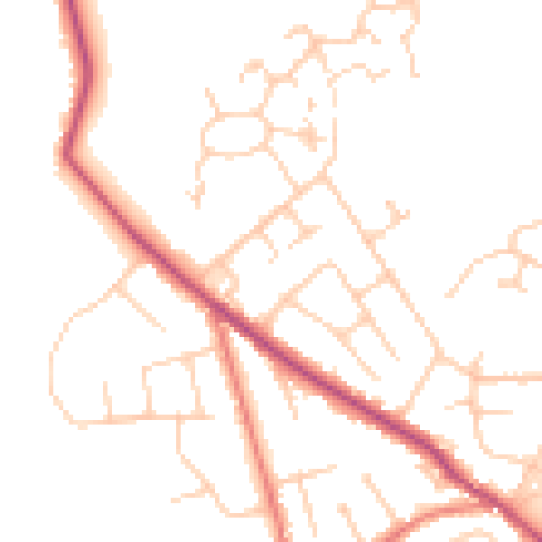 Daytime road noise heatmap for WA3 4HU