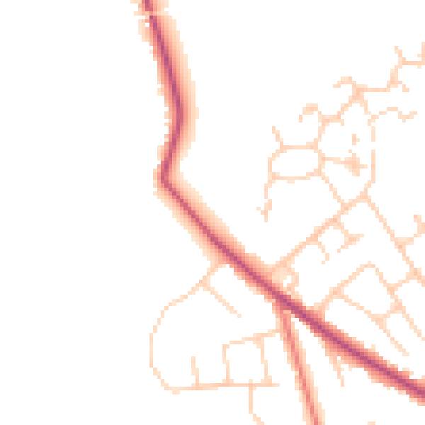 Daytime road noise heatmap for WA3 4HW