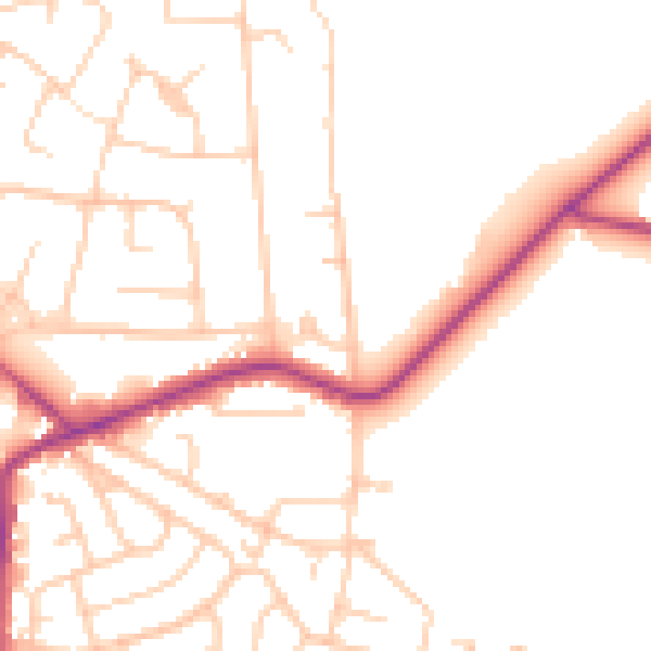 Daytime road noise heatmap for WA3 4JF
