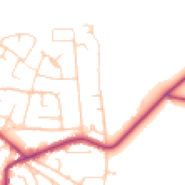 Daytime road noise heatmap for WA3 4JG