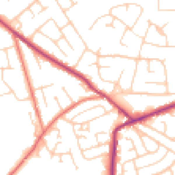 Daytime road noise heatmap for WA3 4JH