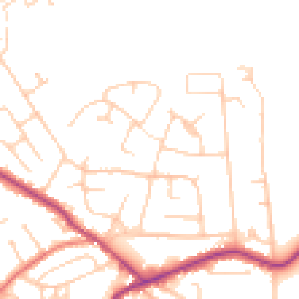 Daytime road noise heatmap for WA3 4JX