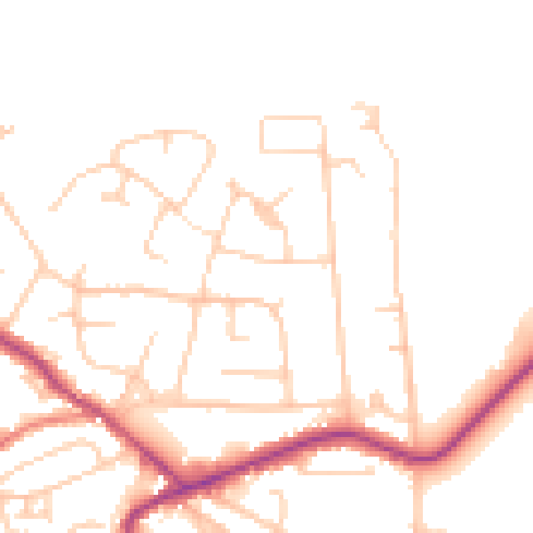 Daytime road noise heatmap for WA3 4LD