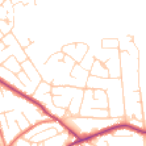 Daytime road noise heatmap for WA3 4LG