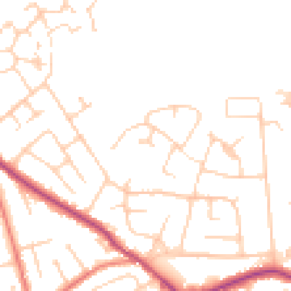 Daytime road noise heatmap for WA3 4LJ