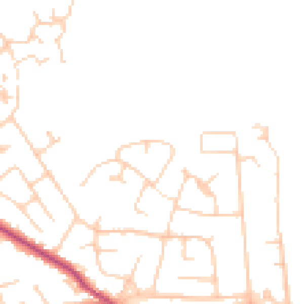 Daytime road noise heatmap for WA3 4LW