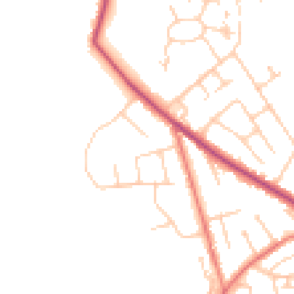 Daytime road noise heatmap for WA3 4NT
