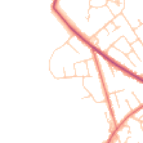 Daytime road noise heatmap for WA3 4NX