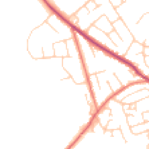 Daytime road noise heatmap for WA3 4PD