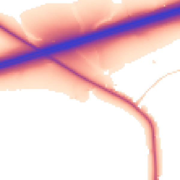 Daytime road noise heatmap for WA3 5AU