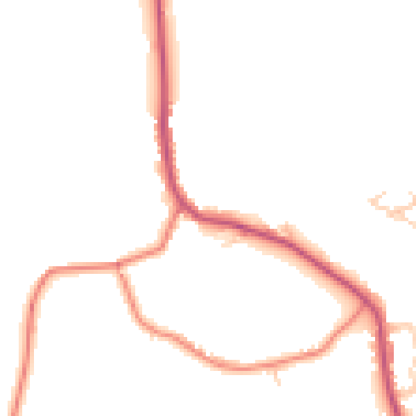 Daytime road noise heatmap for WA3 5AZ