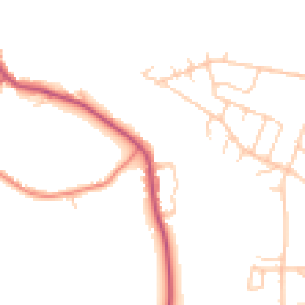 Daytime road noise heatmap for WA3 5BE