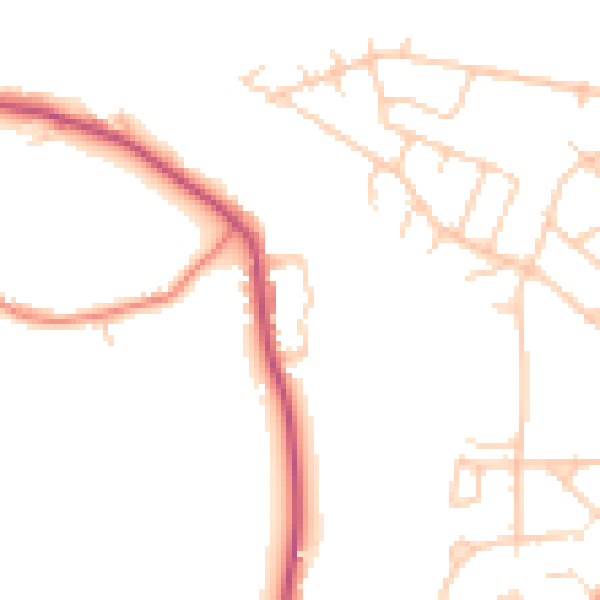 Daytime road noise heatmap for WA3 5BG