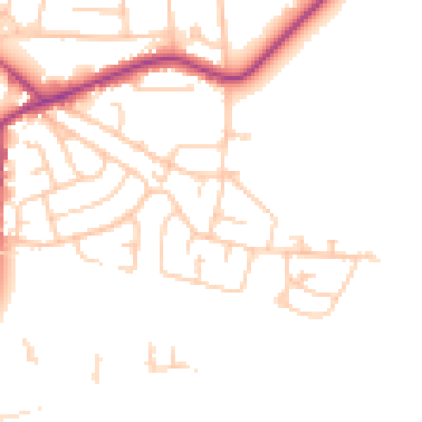 Daytime road noise heatmap for WA3 5DT