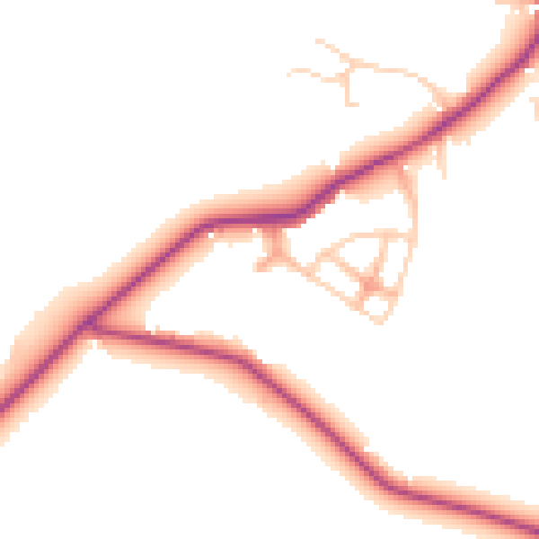 Daytime road noise heatmap for WA3 5HT
