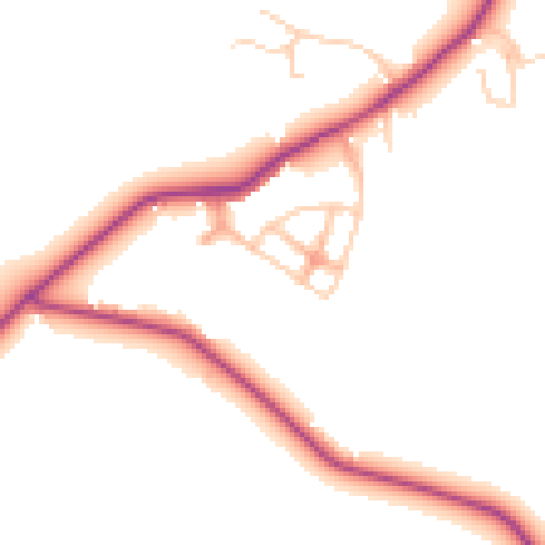 Daytime road noise heatmap for WA3 5HU
