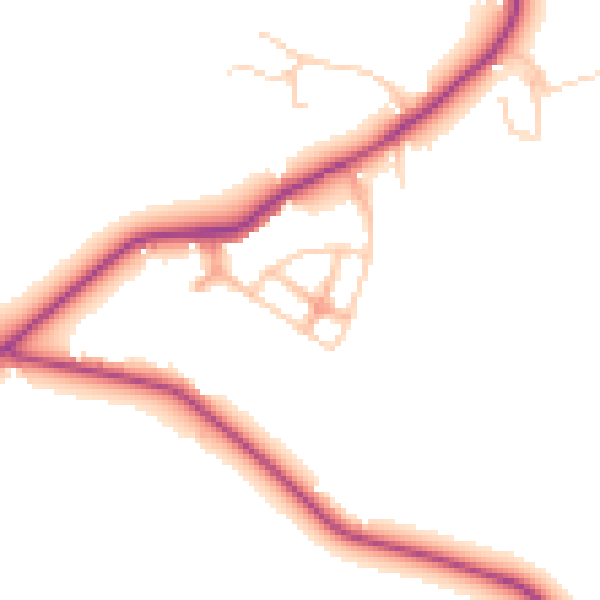 Daytime road noise heatmap for WA3 5JA