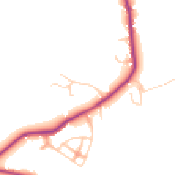 Daytime road noise heatmap for WA3 5JJ