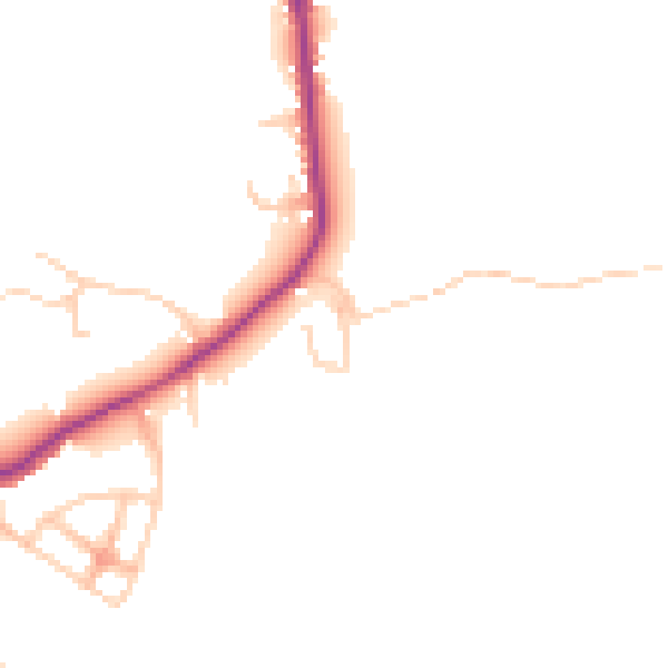 Daytime road noise heatmap for WA3 5JR