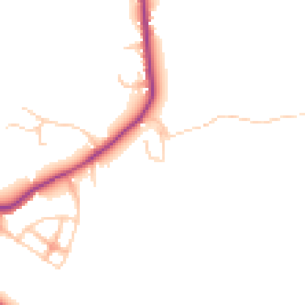 Daytime road noise heatmap for WA3 5JS