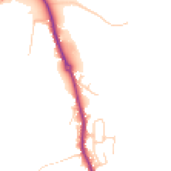 Daytime road noise heatmap for WA3 5NR
