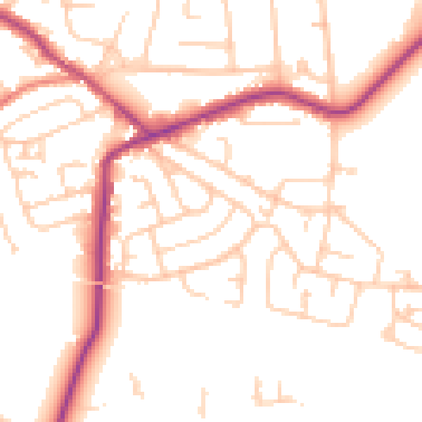 Daytime road noise heatmap for WA3 5RH