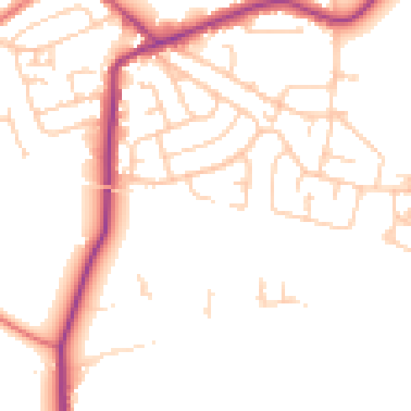 Daytime road noise heatmap for WA3 5RS