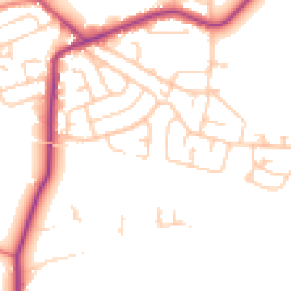 Daytime road noise heatmap for WA3 5RU
