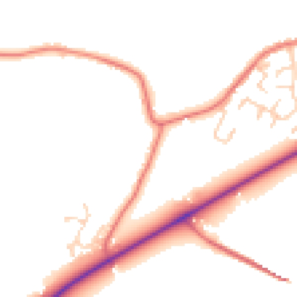 Daytime road noise heatmap for WA3 6HG