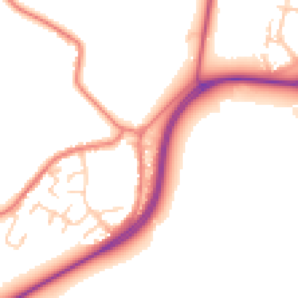 Daytime road noise heatmap for WA3 6JG