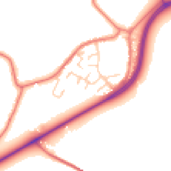 Daytime road noise heatmap for WA3 6JN