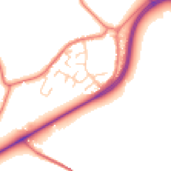 Daytime road noise heatmap for WA3 6JQ