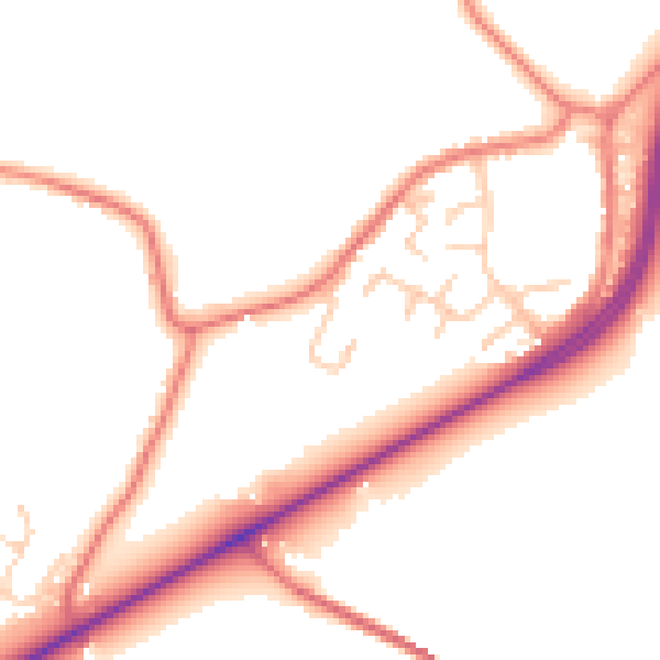 Daytime road noise heatmap for WA3 6LR