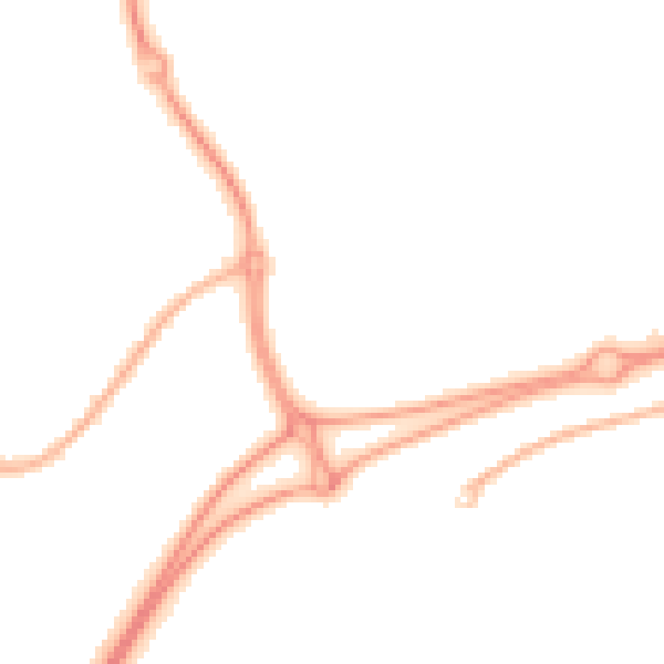 Night-time road noise heatmap for WA3 6ND