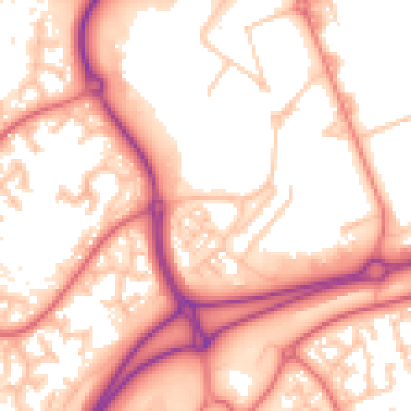 Daytime road noise heatmap for WA3 6NE