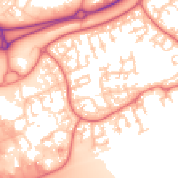 Daytime road noise heatmap for WA3 6NU