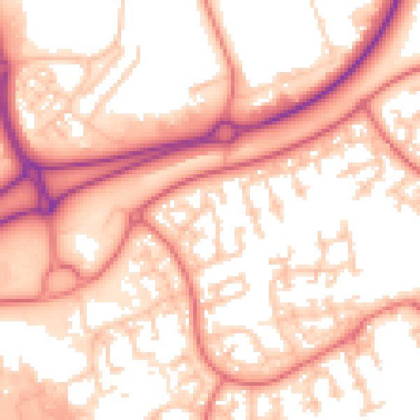 Daytime road noise heatmap for WA3 6NW