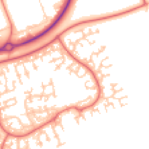 Daytime road noise heatmap for WA3 6QH